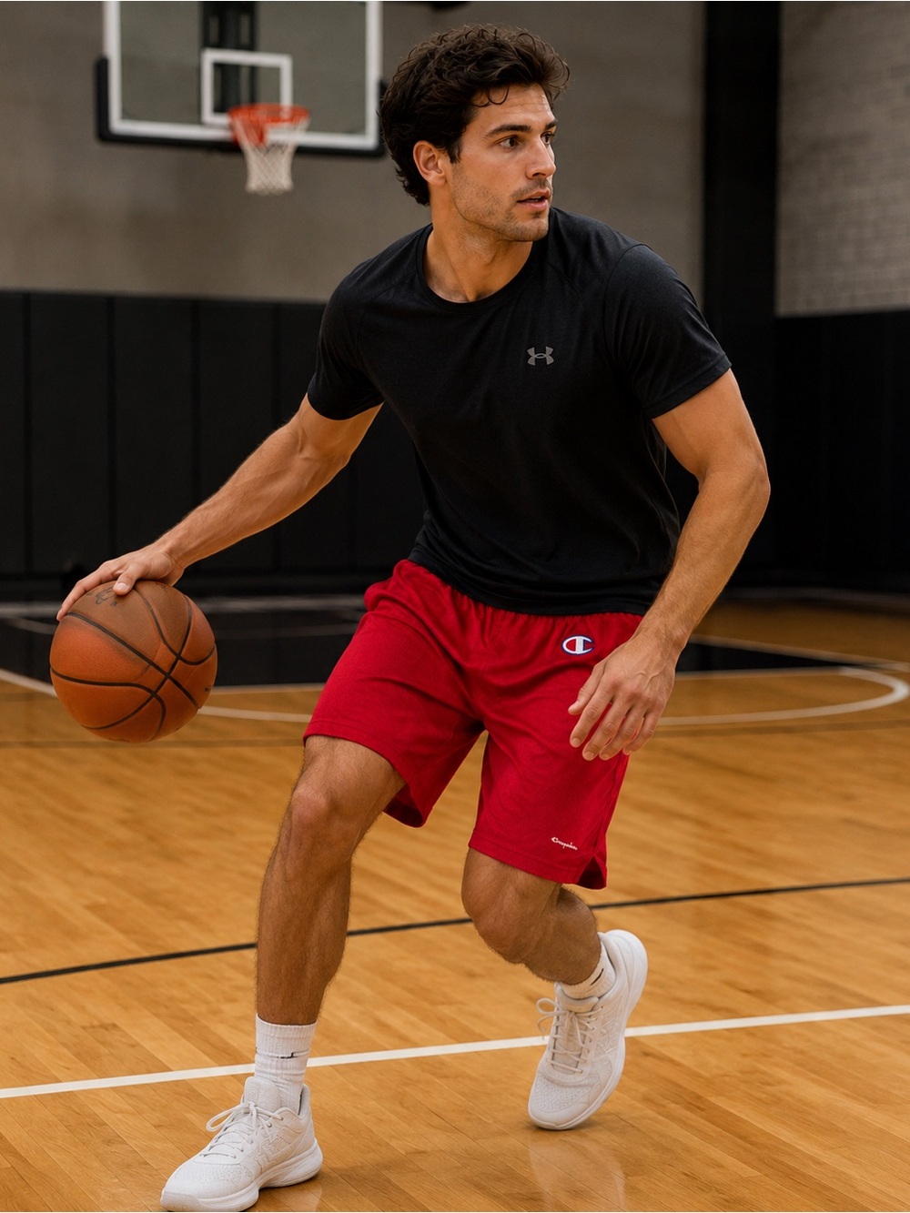 Champion Red Men's Athletic Mesh Shorts
